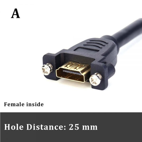 4K HDMI Extension Cable Male to Female M3 Screw Panel Mount Wall Mount 2.0 Female Snap-In - Image 2