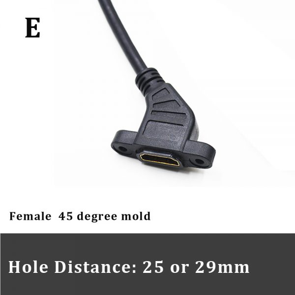 45 Degree Angle HDMI 4K Female to HDMI Female Panel Mount Cable - Image 2