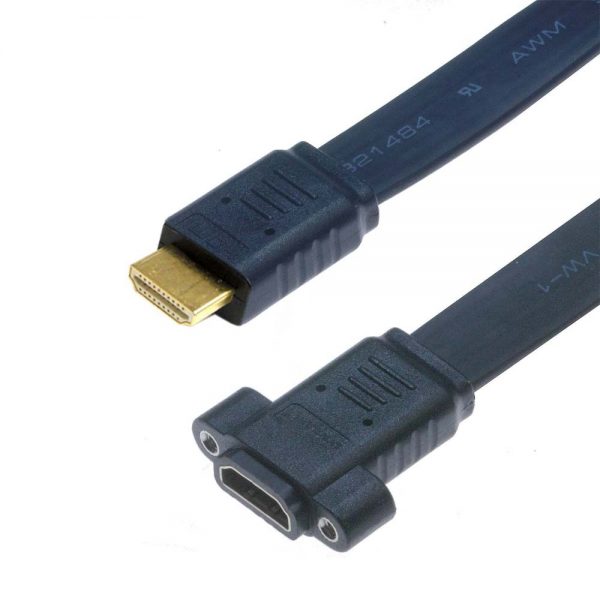 HDMI 4K Male to HDMI Female Panel Mount 2.0 Flat Extension Cable - Image 2