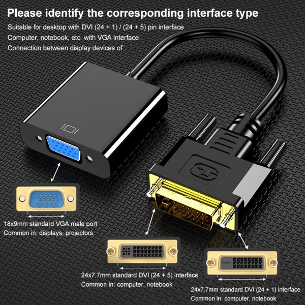 DVI-D Male to VGA HD15PIN Female Active Adapter – Image 5