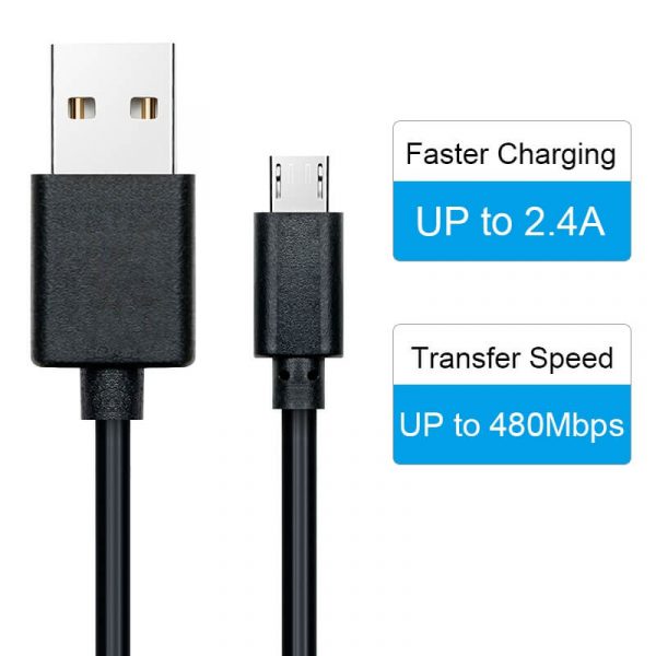 High Speed USB 2.0 Type A Male to Micro B Male Data Charging Cable, 480Mbps - Imagen 2