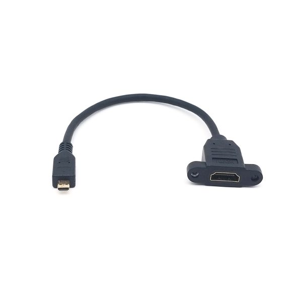Micro HDMI to HDMI Panel Mount Cable, Male to Female Extension Cable - Image 2