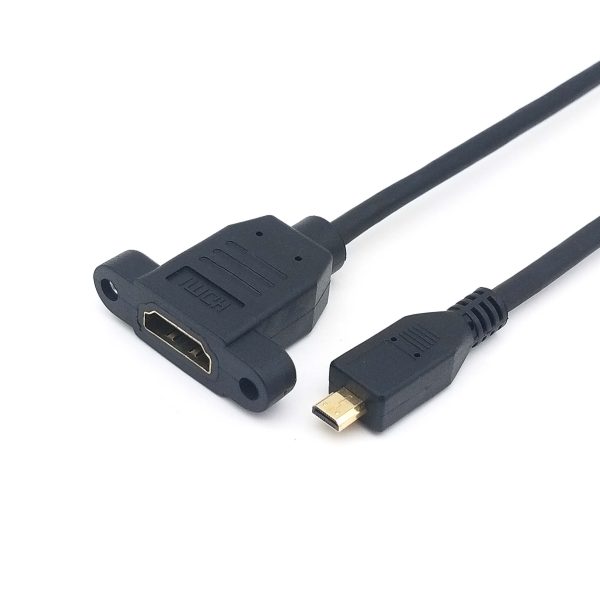 Micro HDMI to HDMI Panel Mount Cable, Male to Female Extension Cable