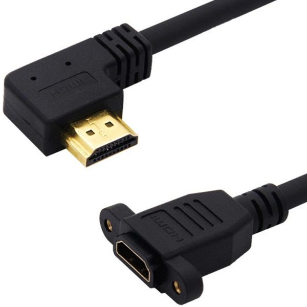 4K Angled HDMI 2.0 Panel Mount Cable, Male to Female Extension Cable - Image 3