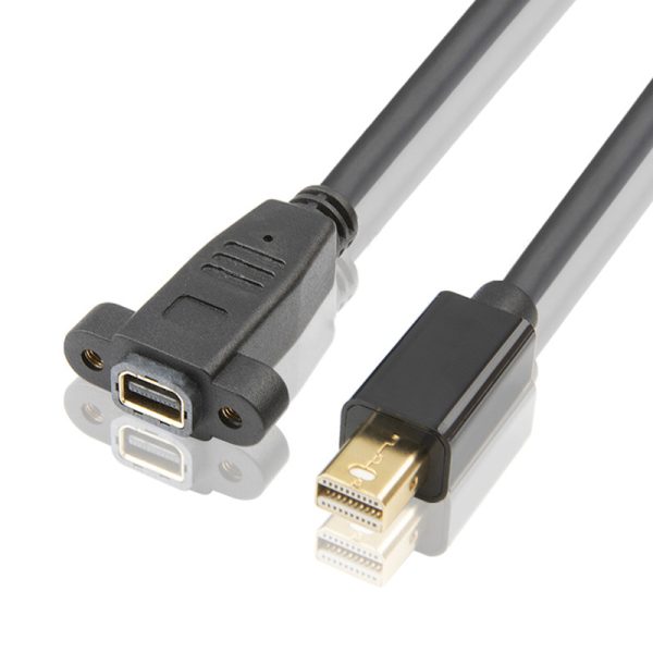 Cabo Mini DisplayPort para montagem em painel, cabo de extensão macho para fêmea