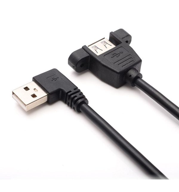 Panel Mount USB 2.0 Angle Extension Cable, Male to Female - Image 5