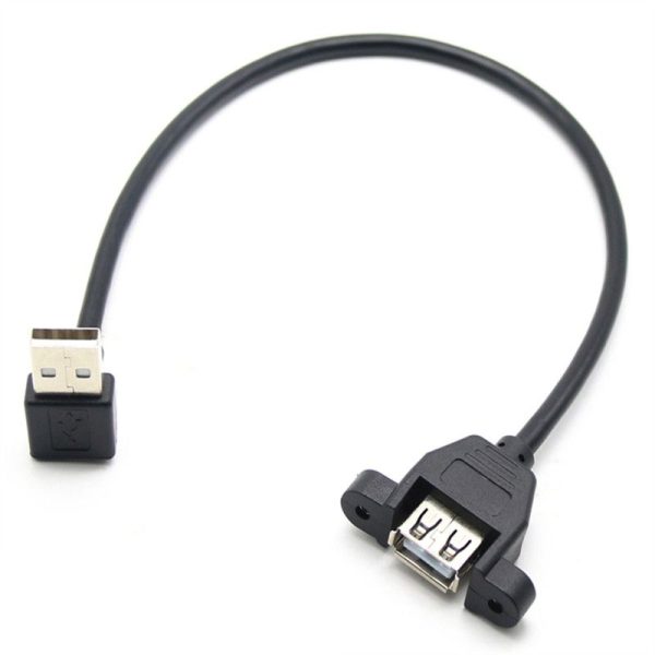 Panel Mount USB 2.0 Angle Extension Cable, Male to Female - Image 4