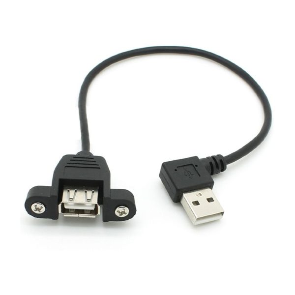 Panel Mount USB 2.0 Angle Extension Cable, Male to Female - Image 3