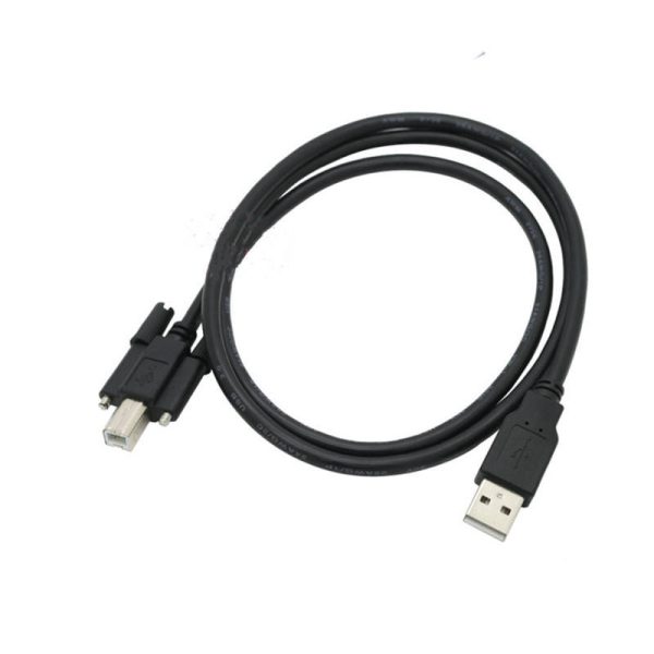 USB 2.0 B Panel Mount Extension Cable with Screw Rod, M-F - Image 2