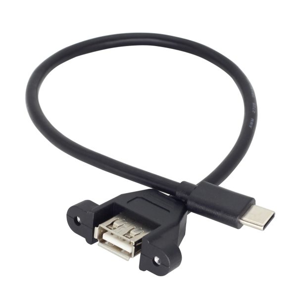 USB 2.0 Panel Mount C to A Extension Cable, M/F - Image 3