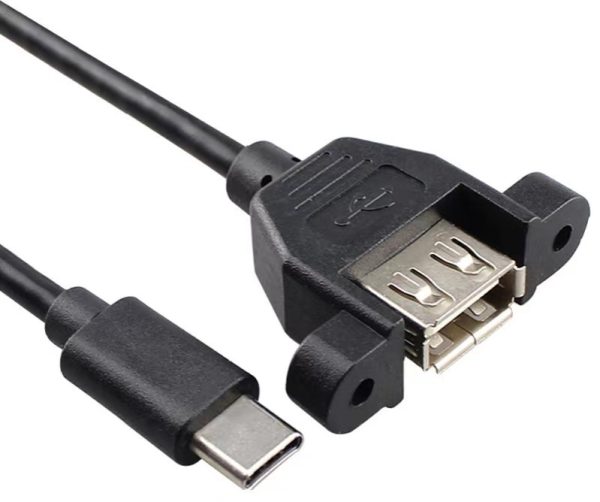 USB 2.0 Panel Mount C to A Extension Cable, M/F - Image 2