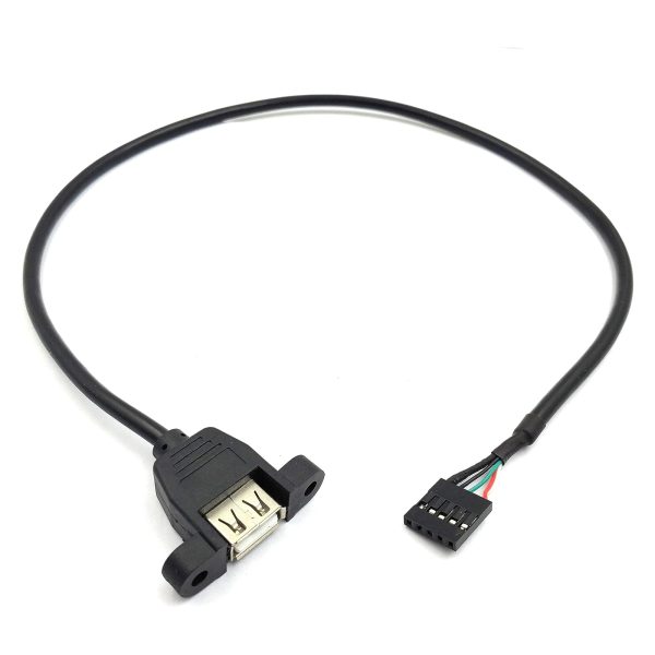 Cabo de montagem em painel de 5 pinos da placa-mãe para USB 2.0 A fêmea