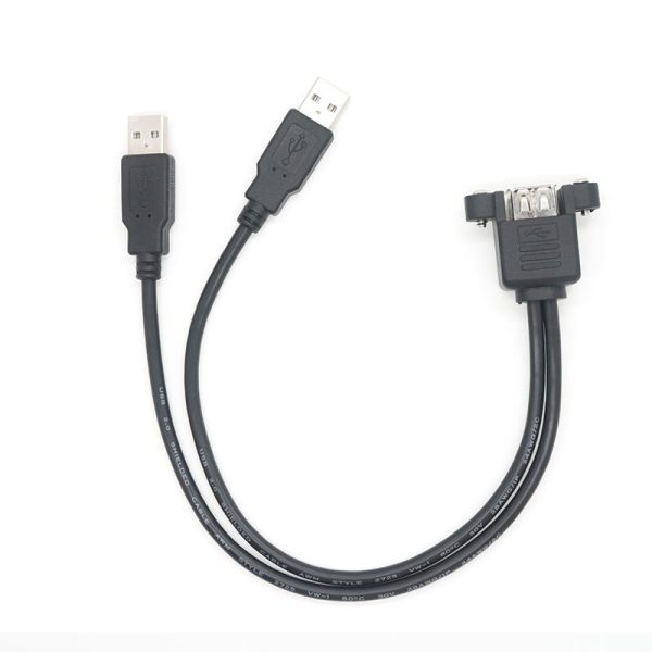 Panel Mount Dual USB 2.0 A Extension Cable, Male to Female - Image 4