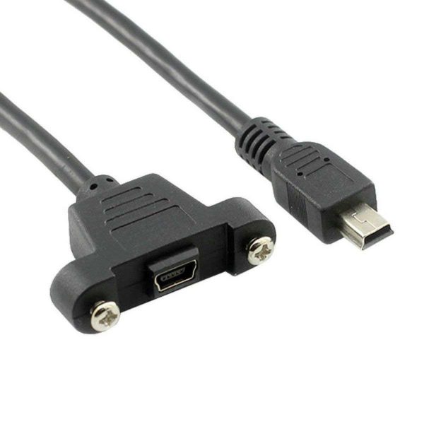 Mini USB 2.0 Panel Mount Cable, Male to Female Extension Cable