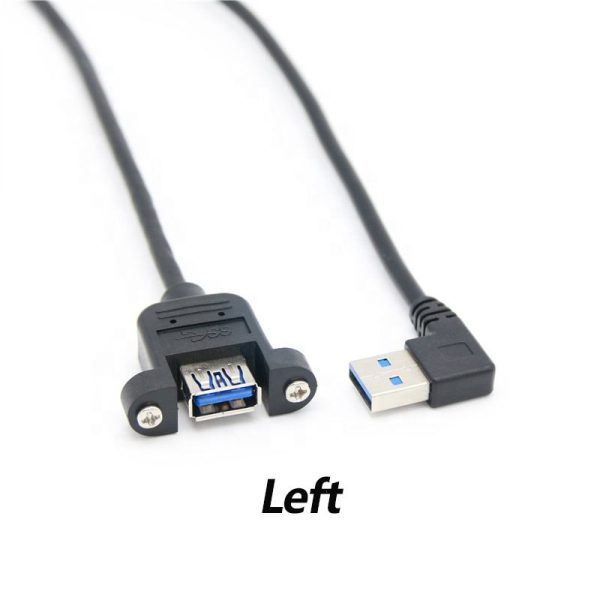 Angle USB 3.0 A Panel Mount Cable, Male to Female Extension Cable - Image 4