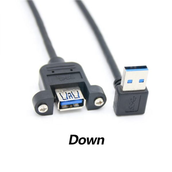 Angle USB 3.0 A Panel Mount Cable, Male to Female Extension Cable - Image 3