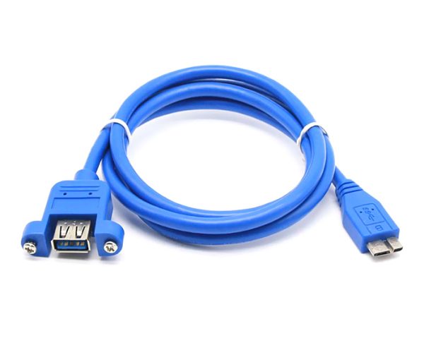 Micro USB 3.0 to A Panel Mount Cable, M-F - Image 2