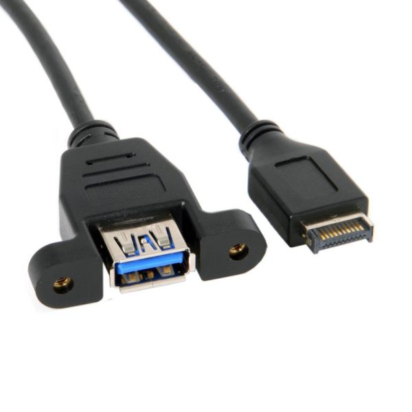 USB Type-E to USB 3.0 A Panel Mount Cable, M-F Extension Cable - Image 2