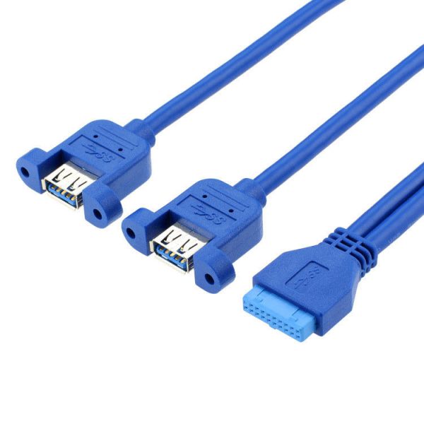 Cabo de montagem em painel de 20 pinos de placa-mãe para USB 3.0 duplo A fêmea para fêmea