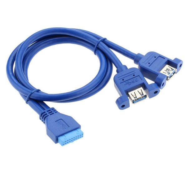 20PIN MotherBoard to Dual USB 3.0 A Female to Female Panel Mount Cable - Image 2