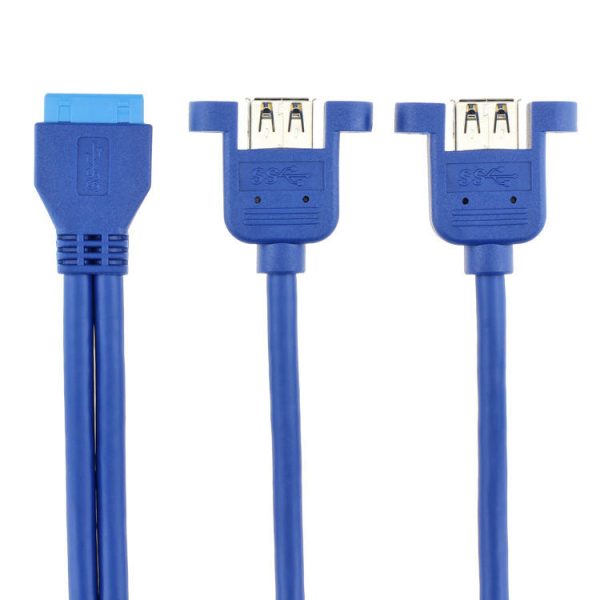20PIN MotherBoard to Dual USB 3.0 A Female to Female Panel Mount Cable - Image 3