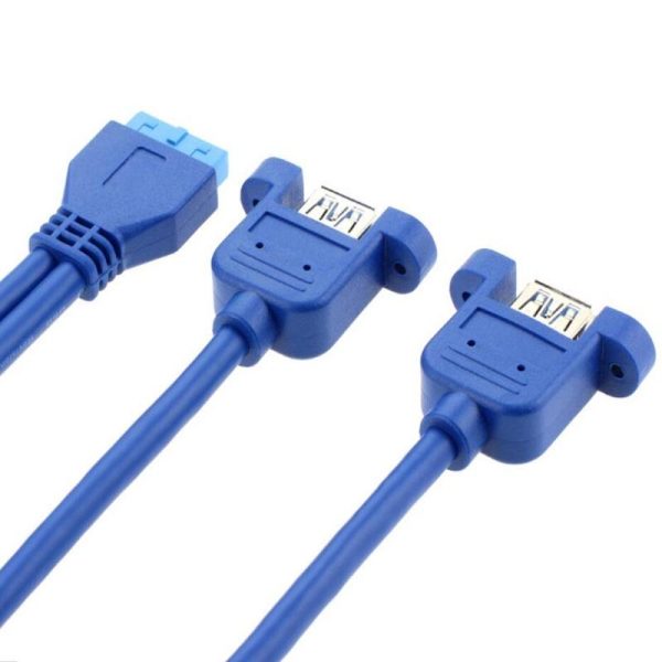20PIN MotherBoard to Dual USB 3.0 A Female to Female Panel Mount Cable - Image 4