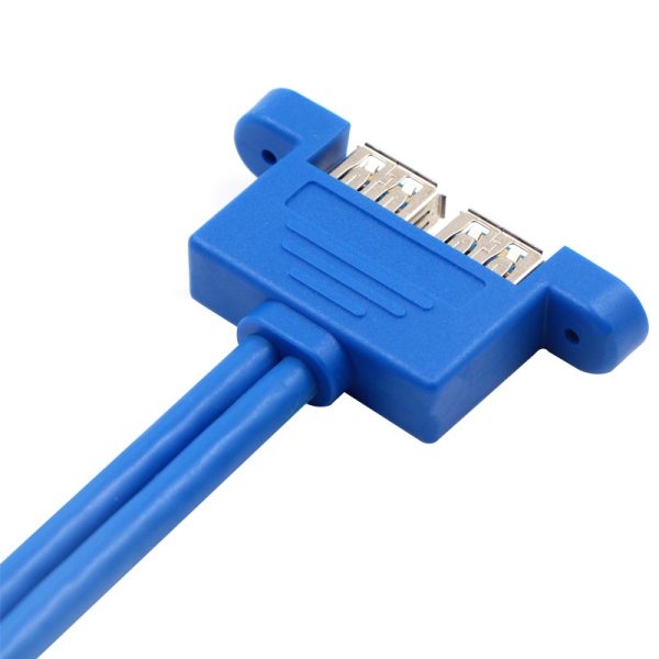 Panel Mount 20PIN MotherBoard Female to Dual Horizontal USB 3.0 A Female Cable - Image 4