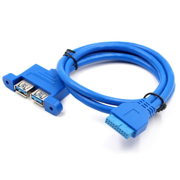 Panel Mount 20PIN MotherBoard Female to Dual Horizontal USB 3.0 A Female Cable - Image 3