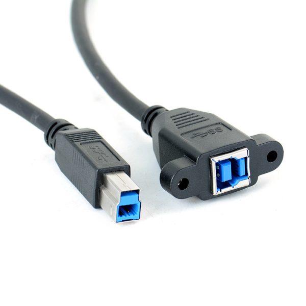 USB 3.0 B Panel Mount Extension Cable, Male to Female - Image 2