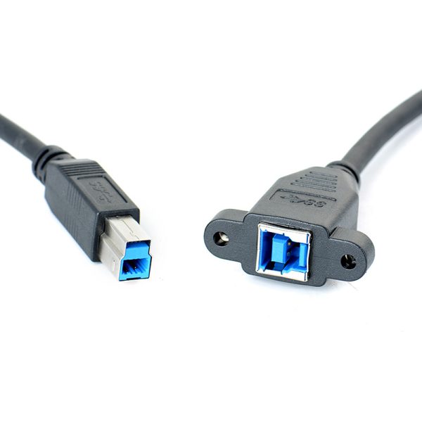 USB 3.0 B Panel Mount Extension Cable, Male to Female - Image 3