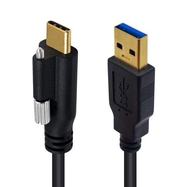 USB 3.0 A to USB Type-C Panel Mount Cable with screw rod, Male to Male - Image 2