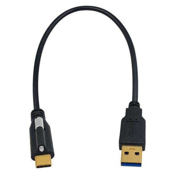 USB 3.0 A to USB Type-C Panel Mount Cable with screw rod, Male to Male - Image 3