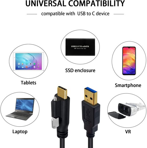 USB 3.0 A to USB Type-C Panel Mount Cable with screw rod, Male to Male - Image 5