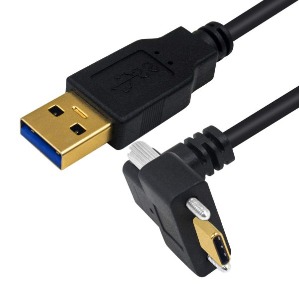 USB 3.0 A to UP Down Angle USB C Panel Mount Cable with screw, Male to Male