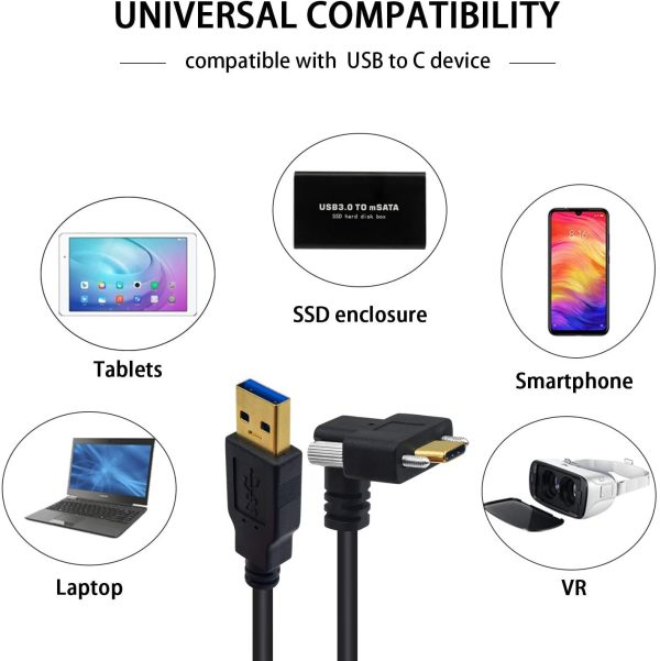 USB 3.0 A to UP Down Angle USB C Panel Mount Cable with screw, Male to Male - Image 4