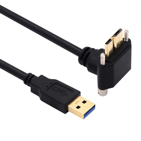 Panel Mount Up Down Angle Micro USB 3.0 Male to USB A Male Cable with screw - Image 2