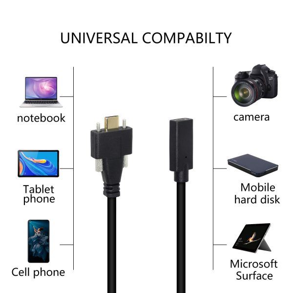 USB 3.1 Type C Panel Mount Cable USB-C Male to Female Extension Cable with dual screw - Image 6