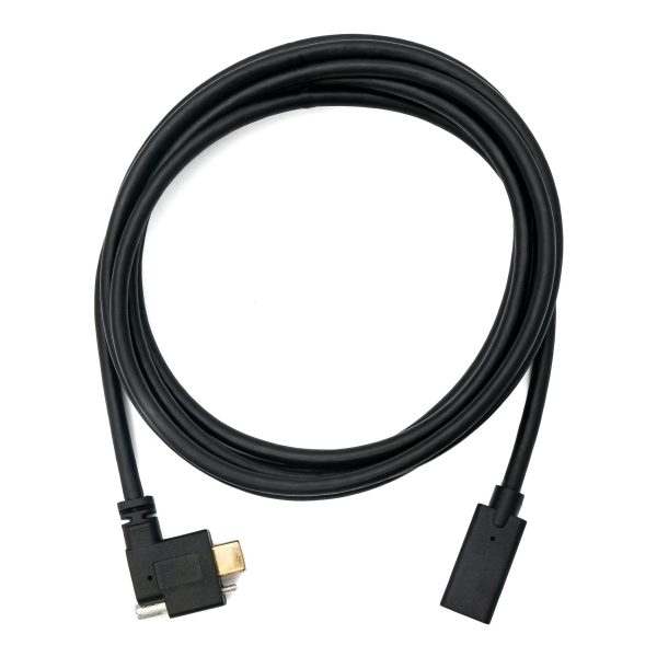 Panel Mount Left Angle USB 3.1 Type C Extension Cable with screw - Image 2