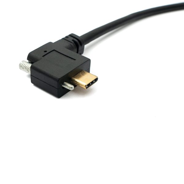 Panel Mount Left Angle USB 3.1 Type C Extension Cable with screw - Image 3