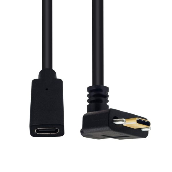 Panel Mount UP Angle USB 3.1 Type C Cable Male to Female Extension cable with screw - Image 2