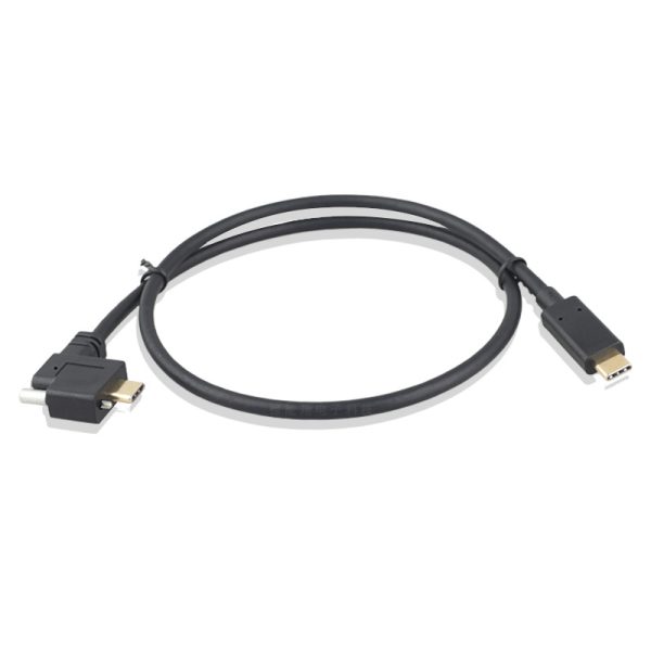 Left Angle USB 3.1 Type C Panel Mount Cable with screw, Male to Male - Image 3