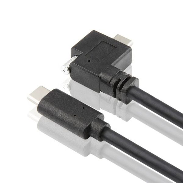 Left Angle USB 3.1 Type C Panel Mount Cable with screw, Male to Male - Image 2