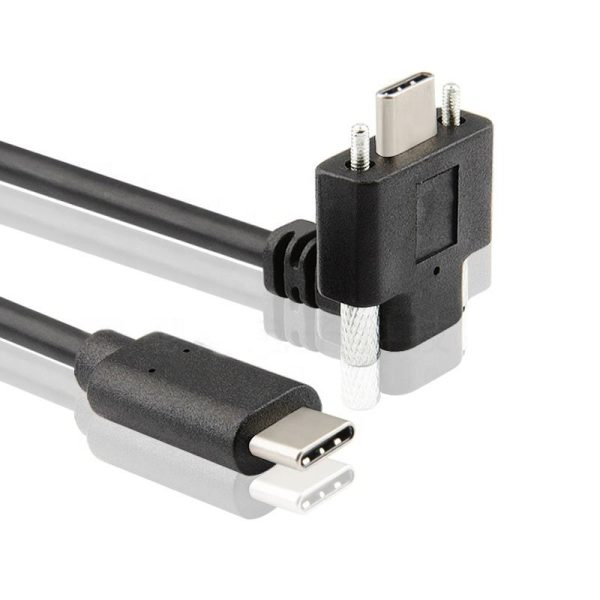 UP Angle USB-C Panel Mount Cable USB 3.1 Type C Male to Male Cable with screw - Image 2