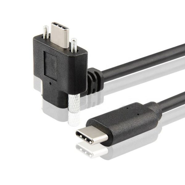 Cabo de montagem em painel UP Angle USB-C Cabo USB 3.1 Tipo C Macho para Macho com parafuso