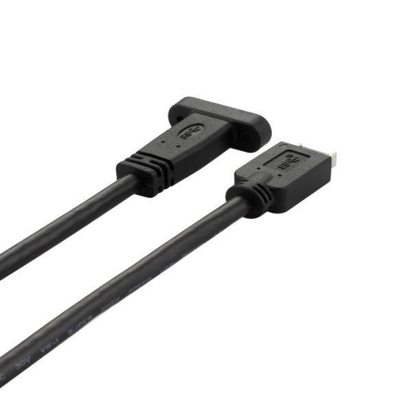 Panel Mount USB Type-E to USB 3.1 Type C Male to Female Extension Cable - Image 3