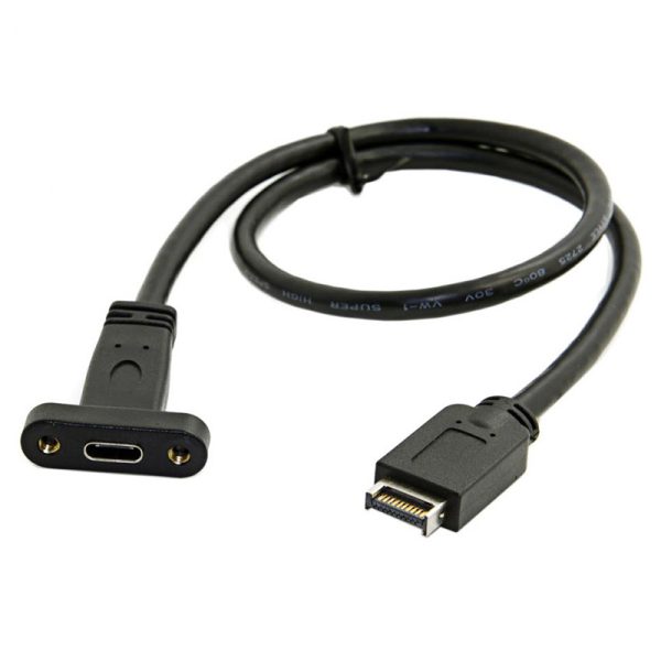 Panel Mount USB Type-E to USB 3.1 Type C Male to Female Extension Cable - Image 4