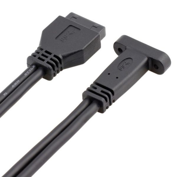 MotherBoard 20PIN to USB 3.1 Type C Panel Mount Cable, Female to Female - Image 2