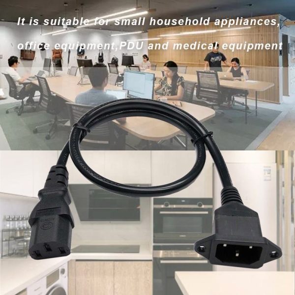 IEC C14 to C13 Power Panel Mount Cable, Male to Female - Image 4