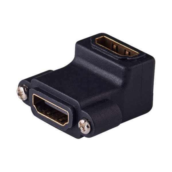 90° Angle 4K HDMI 2.0 Panel Mount Adapter Coupler with screw locking Female to Feamle