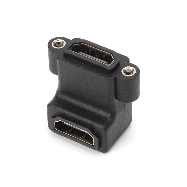 90° Angle 4K HDMI 2.0 Panel Mount Adapter Coupler with screw locking Female to Female - Image 2